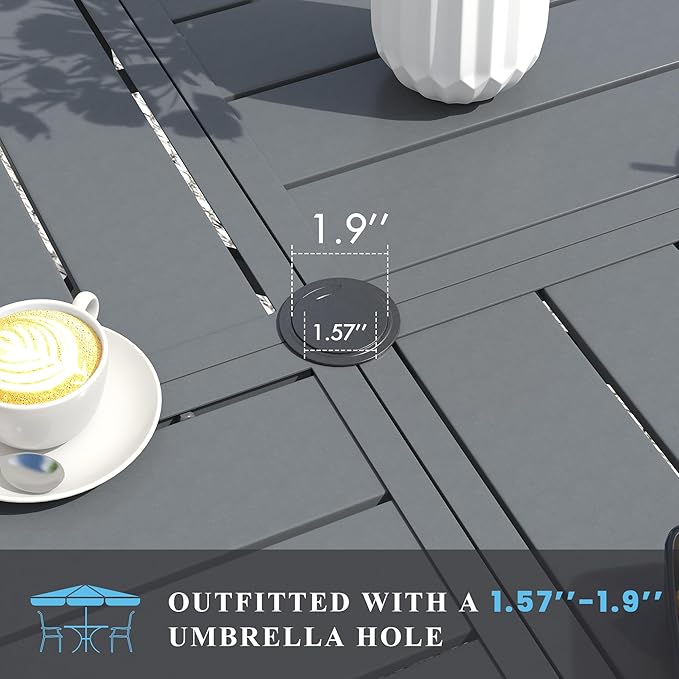 VICLLAX Patio Table and Chair Set of 8, All Weather Metal Round Outdoor Dining - Image 2