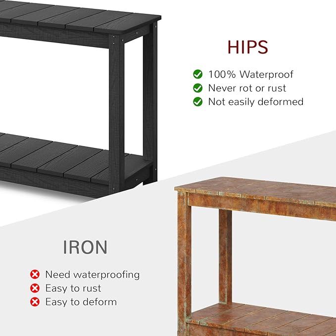 Stoog Outdoor Console Table, All-Weather 2-Tier Patio Console Table - Image 7
