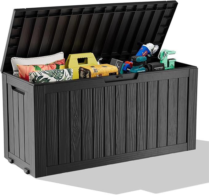 85 Gallon Outdoor Deck Box, Lockable Waterproof Outdoor Storage Boxes by MAIUSCOLI