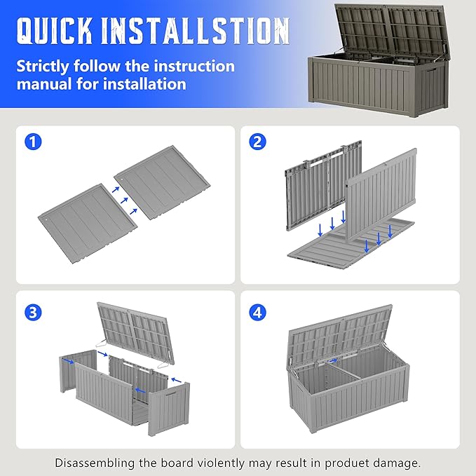 Outdoor Storage Box, Resin Deck Boxes Indoor and outdoor, Waterproof Storage - Image 6