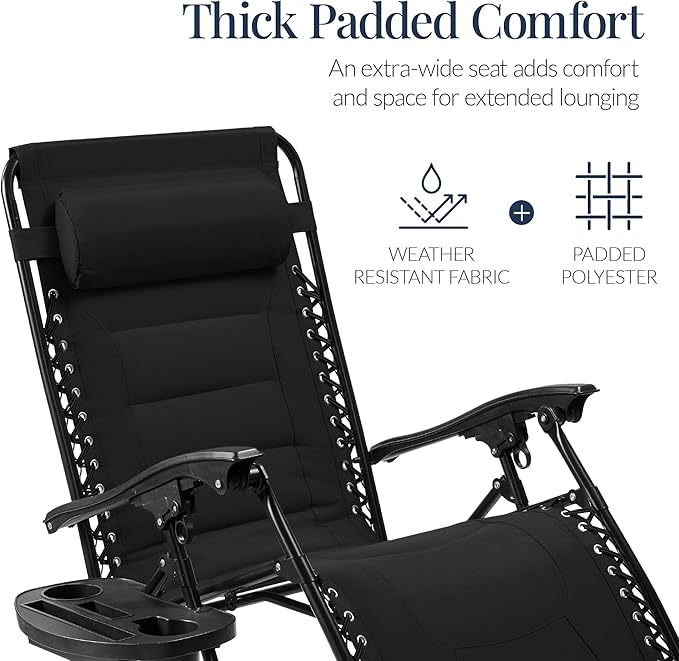 Best Choice Products Oversized Padded Zero Gravity Chair, Folding Outdoor Patio - Image 4
