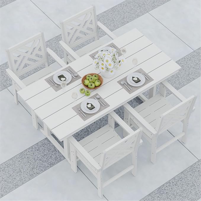 5-Piece Outdoor Dining Set, HDPE All-Weather Patio Table and Chairs Set by BIVODA