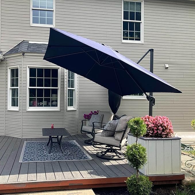 PURPLE LEAF 10 Feet Patio Umbrella Outdoor Cantilever Square Umbrella Aluminum - Image 2