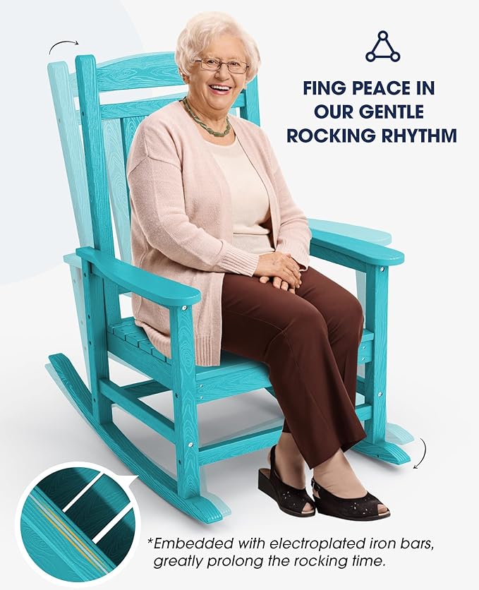 KINGYES HDPE Rocking Chairs Outdoor, Patio Rocking Chairs - Image 7