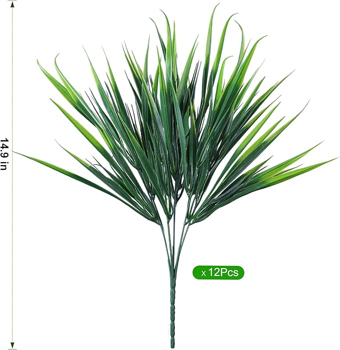 12Pcs Artificial Plants Outdoor Fake Plastic Grass Spring Decoration UV - Image 7