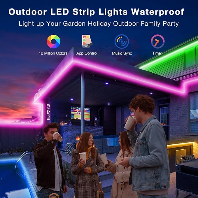 Outdoor LED Strip Lights Waterproof 100ft, IP67 Waterproof LED Light Strips - Image 2