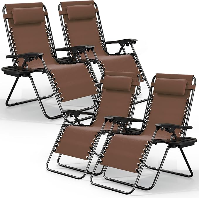 Nestl Zero Gravity Chairs Set of 4, Patio Lounge Chair Outdoor by Nestl