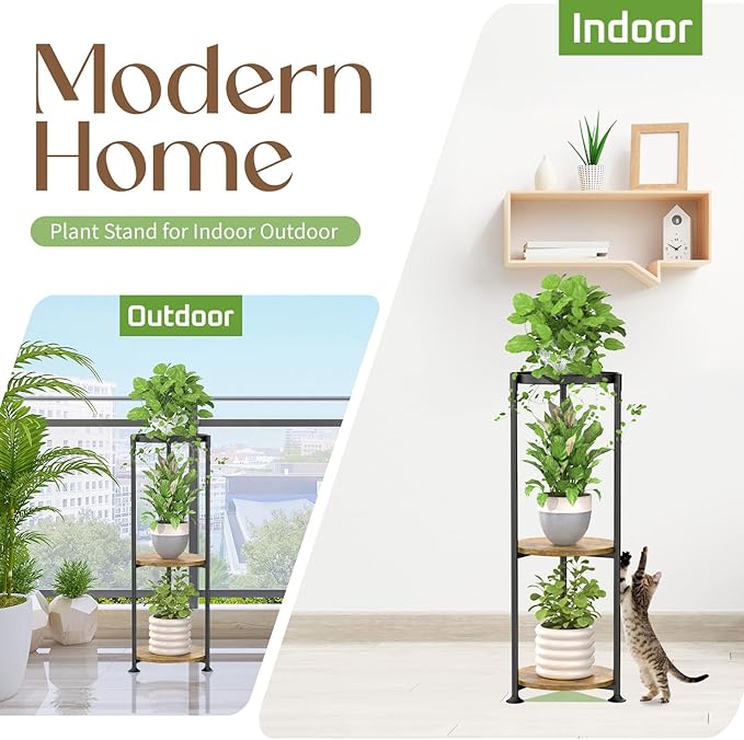 iDavosic.ly 3 Tier Corner Plant Stand Indoor, 34 Inch Tall Vertical Metal - Image 5