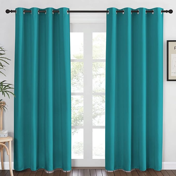 NICETOWN Peacock Teal Blackout Curtains 84inch Length by NICETOWN
