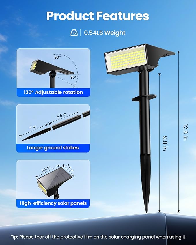 Koicaxy Solar Lights Outdoor Waterproof 8 Pack IP65, 100 LEDs 4 Light Modes - Image 5