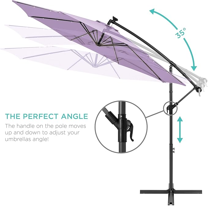 Best Choice Products 10ft Solar LED Offset Cantilever Hanging Market Patio - Image 4