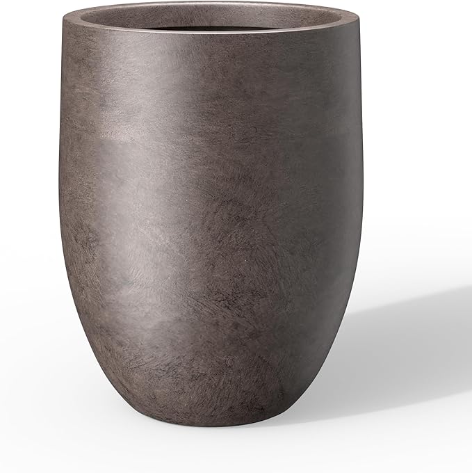 Kante Tall Concrete Planter, 21.7-Inch Height Weathered Brown Large Indoor by Kante