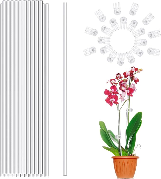 Plant Stakes, Plant Sticks 20PCS Acrylic Clear Plant Support Stakes, 16 Inches by LECAMEBOR