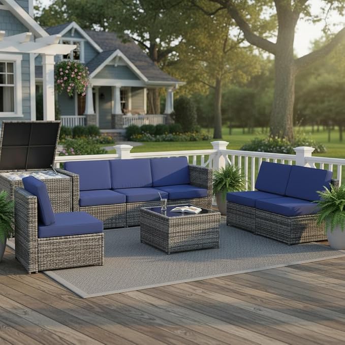 Tangkula 8 Pieces Wicker Patio Furniture Set - Image 3