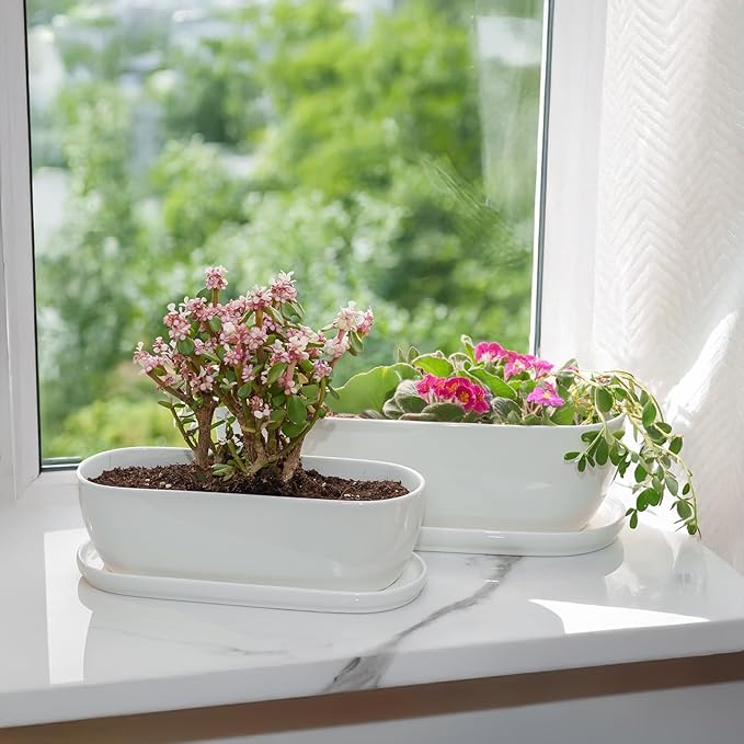 E-liu Oval Ceramic Planter Pot - Image 7