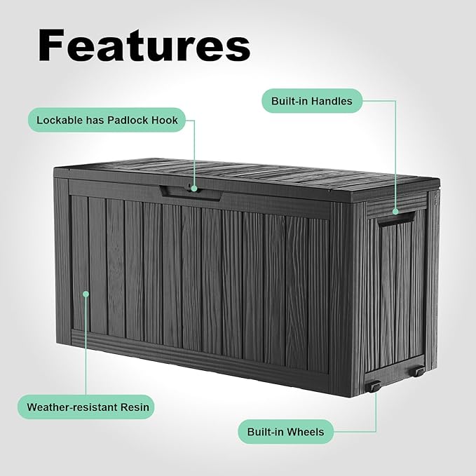 85 Gallon Outdoor Deck Box, Lockable Waterproof Outdoor Storage Boxes - Image 4