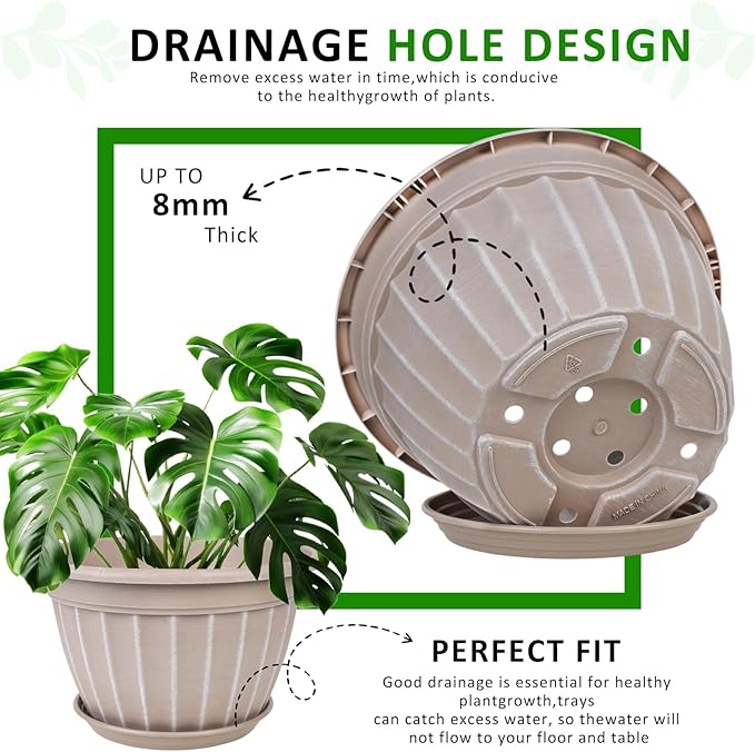 FGstyle 4 Pack 16 inch Plant Pots, Retro Vertical Stripe Planters - Image 3