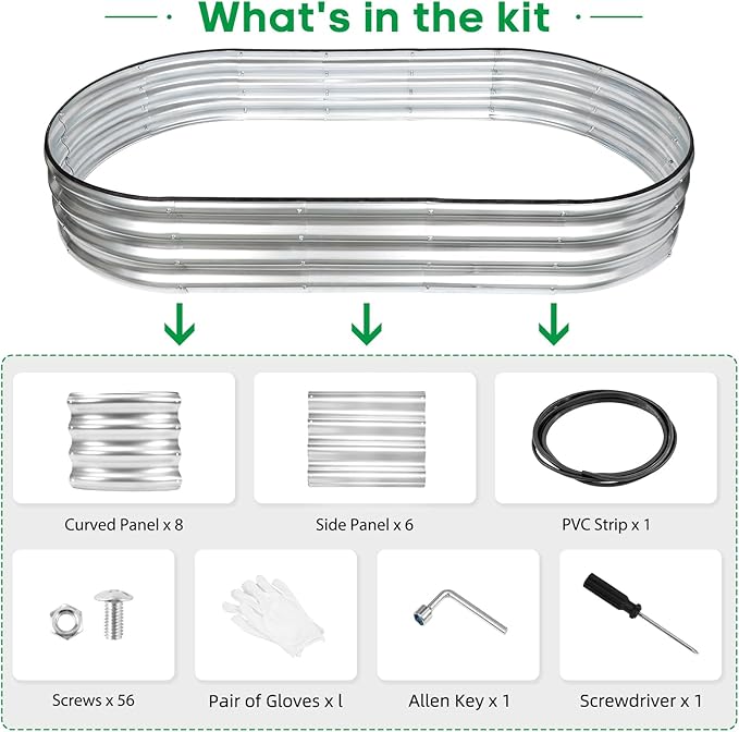 JERIA 6×3×1ft Oval Raised Garden Bed, Galvanized Raised Garden Bed Kit Outdoor - Image 2