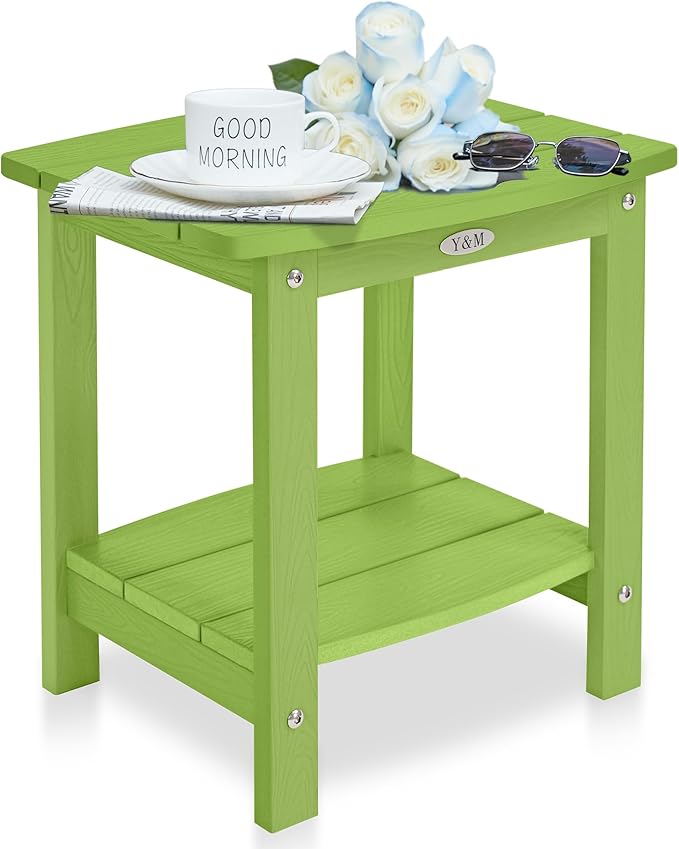 Y&M Outdoor Side Table, HIPS Adirondack Small Double Layer Table, Waterproof by YM