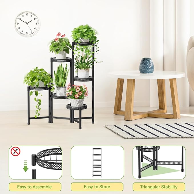 iDavosic.ly Plant Stand Indoor Outdoor, 6 Tier Corner Metal Flower Display - Image 4