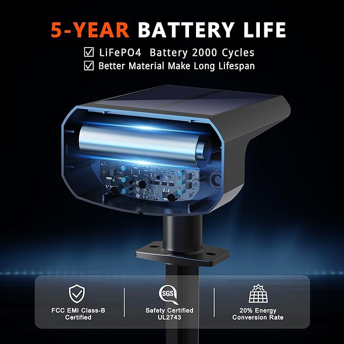 DAMINY Solar Spotlights Waterproof IP65, Auto On/Off, 3000K 2 Lighting Modes - Image 3