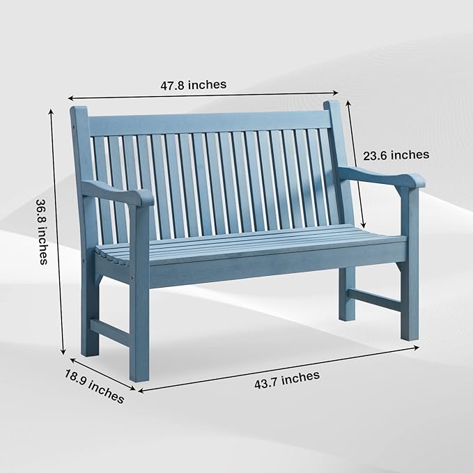 Psilvam Garden Bench, 2-Person Poly Lumber Patio Bench, All-Weather Outdoor - Image 3