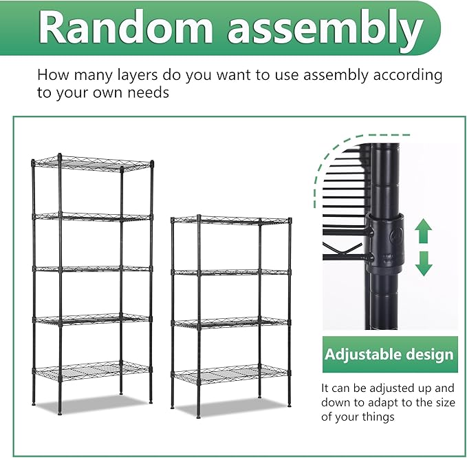 BestOffice | 5-Tier Wire Storage Shelves | 22x12x48 | Black | - Image 6