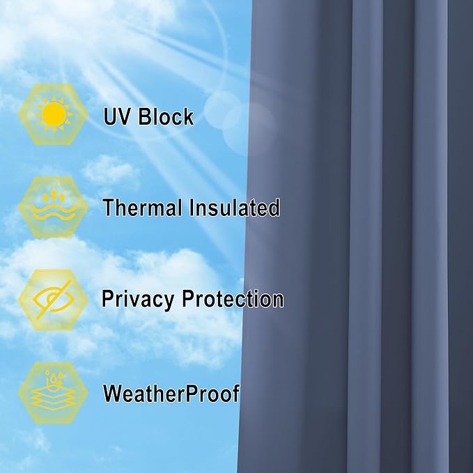 NICETOWN Outdoor Curtains for Patio Fade Resistant, Fade-Proof Curtains Grade 4 - Image 7