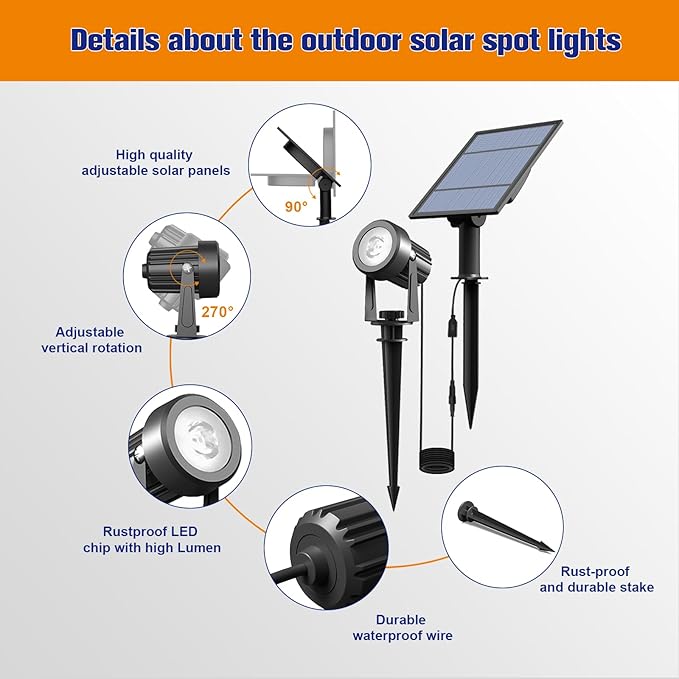 APONUO Solar Spot Lights Outdoor 4-in-1 Solar Landscape Lights Dusk to Dawn - Image 8