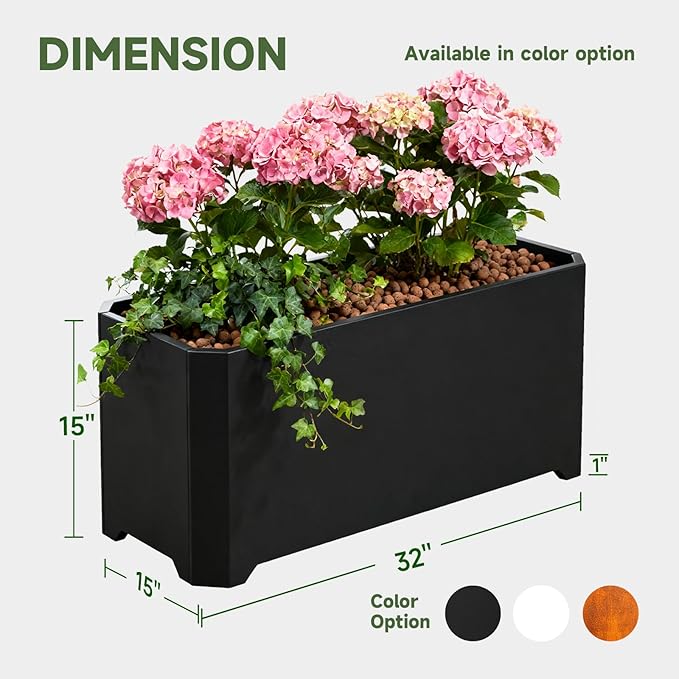 Steel Planter Box-32"x15"x15"-Rectangular Planters - Image 4