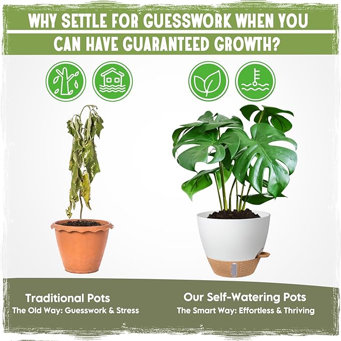 Self-Watering Pots for Indoor Plants 4 Pack, 6/8/10/12 Inch Outdoor Planters - Image 6
