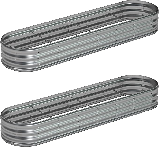 8x2x1ft Galvanized Oval Raised Garden Bed, Outdoor Planter Box Metal Patio Kit by Foxlang