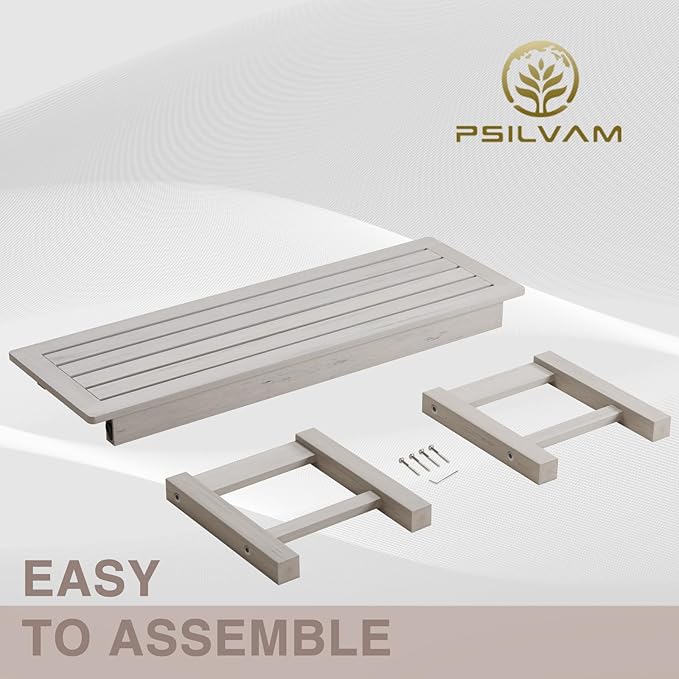Psilvam 2-Person Outdoor Poly Lumber Patio Backless Bench, Fade-Resistant & - Image 4