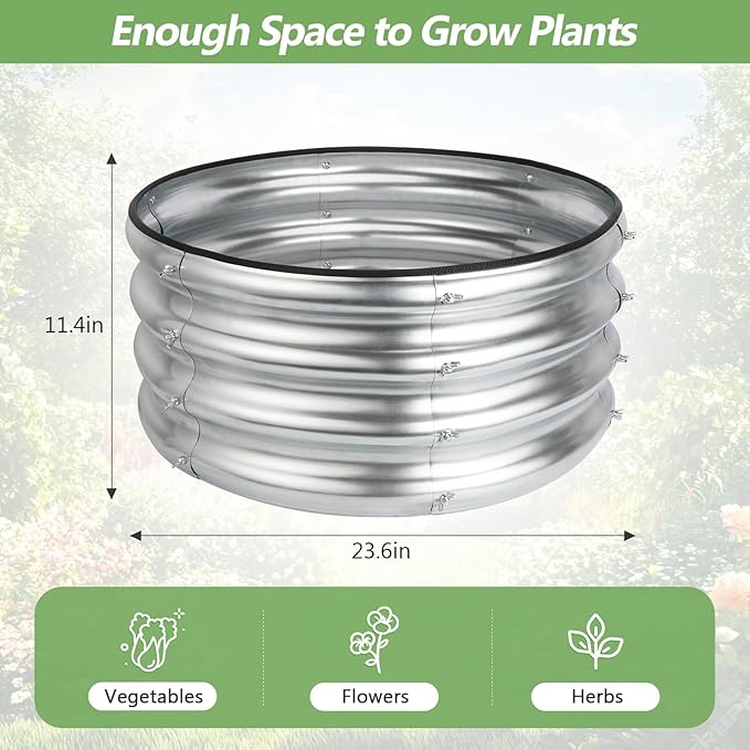 2 Pack 2x2x1ft Round Galvanized Raised Garden Bed Kits, Raised Garden Beds - Image 2