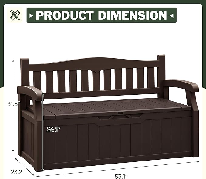 Flamaker 80 Gallon Storage Bench Outdoor Indoor, Durable All-Weather Seating - Image 3