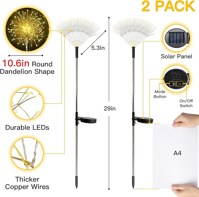 suddus Solar Garden Lights Outdoor Waterproof Decorative, Solar Fairy Lights - Image 8