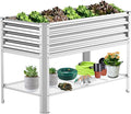 Raised Garden Bed with Legs, Galvanized Raised Planter Box with Storage Shelf by COATTOA