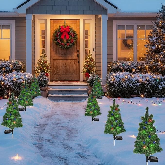 Solar Christmas Tree Garden Stake Lights Outdoor Waterproof Pathway Lights Xmas - Image 9
