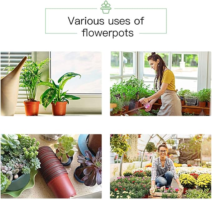 JERIA 100-Pack 4 Inch Plastic Plant Nursery Pots Come - Image 7