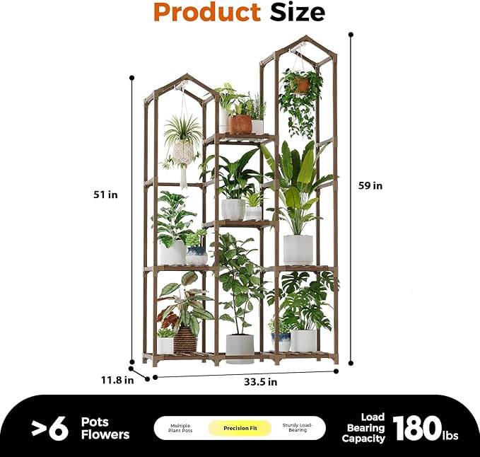 Bamworld Plant Stand with Grow Light Corner Plant Shelf Indoor with Lights Tall - Image 5