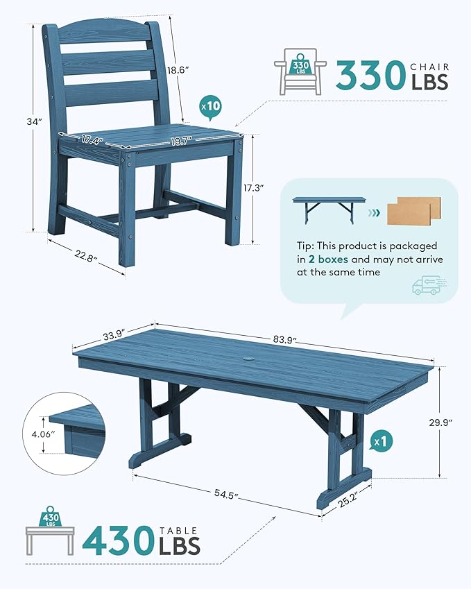 SERWALL 11 Piece Outdoor Dining Set - Image 2