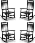Patio Rocking Chair Outdoor Set of 4, Weather Resistant Poly Resin Oversized by GYMHILL