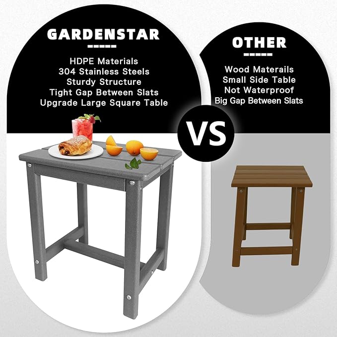 Adirondack Square Side Table, one-Tier Outdoor end Table, Patio Side Table - Image 5