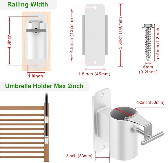 Heavy Duty Deck Railing Umbrella Holder, Patio Umbrella Stand - Image 2