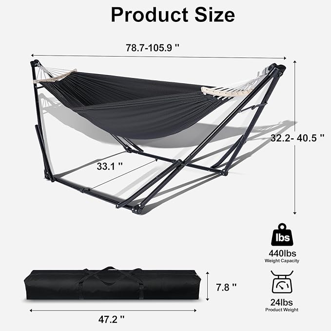 2-in-1 Hammock & Swing Chair for Teens – Adjustable Folding Chair - Image 2