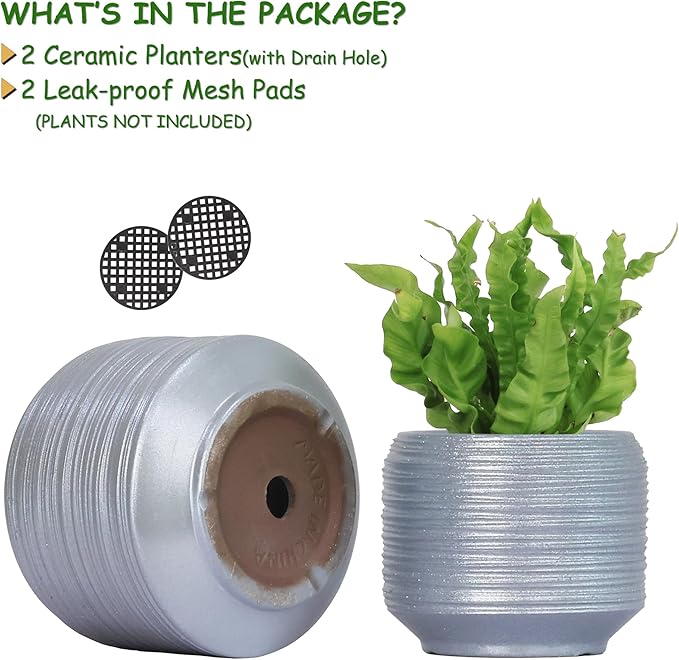 8 Inch + 6 Inch Ceramic Plant Pots Indoor - Image 2
