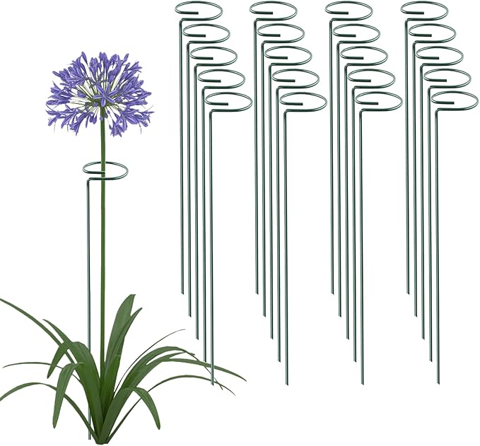 20 Pack 16 Inch Plant Support Stakes, Metal Single stemmed Flower Support by ThealynGardens