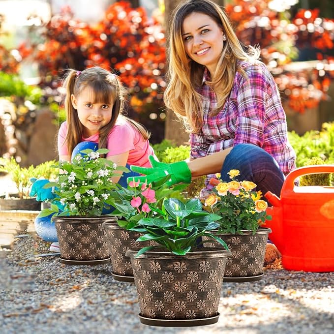 12 Inch Planter Pots for Plants, Plastic Large Flower Pots Indoor Outdoor - Image 2