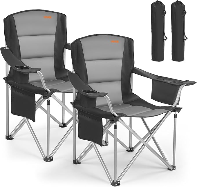 VEVOR Oversized Camping Folding Chair, Portable Heavy Duty Outdoor Quad Lumbar by VEVOR