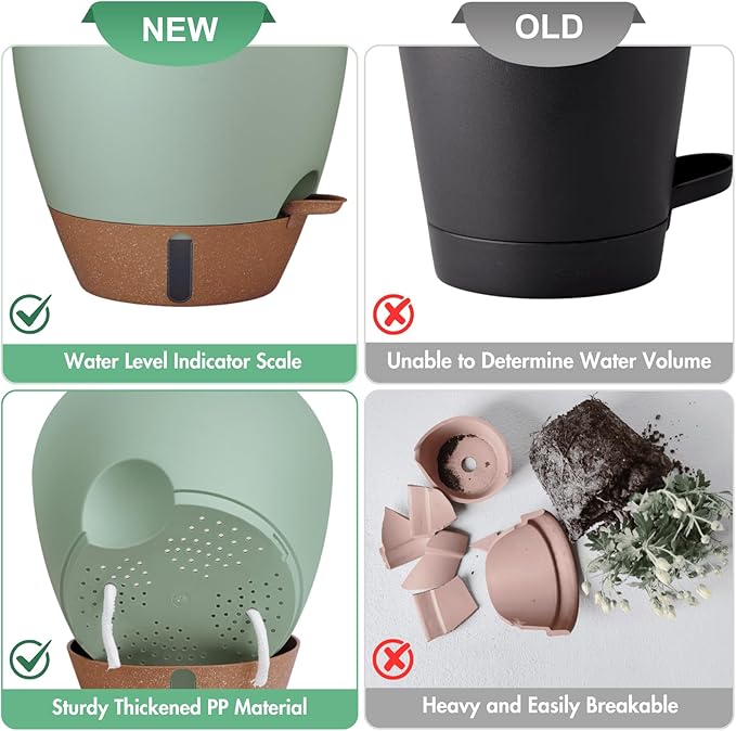montresor 2 Pack 10 inch Plant Pots, PP Plastic Self Watering Planter - Image 8
